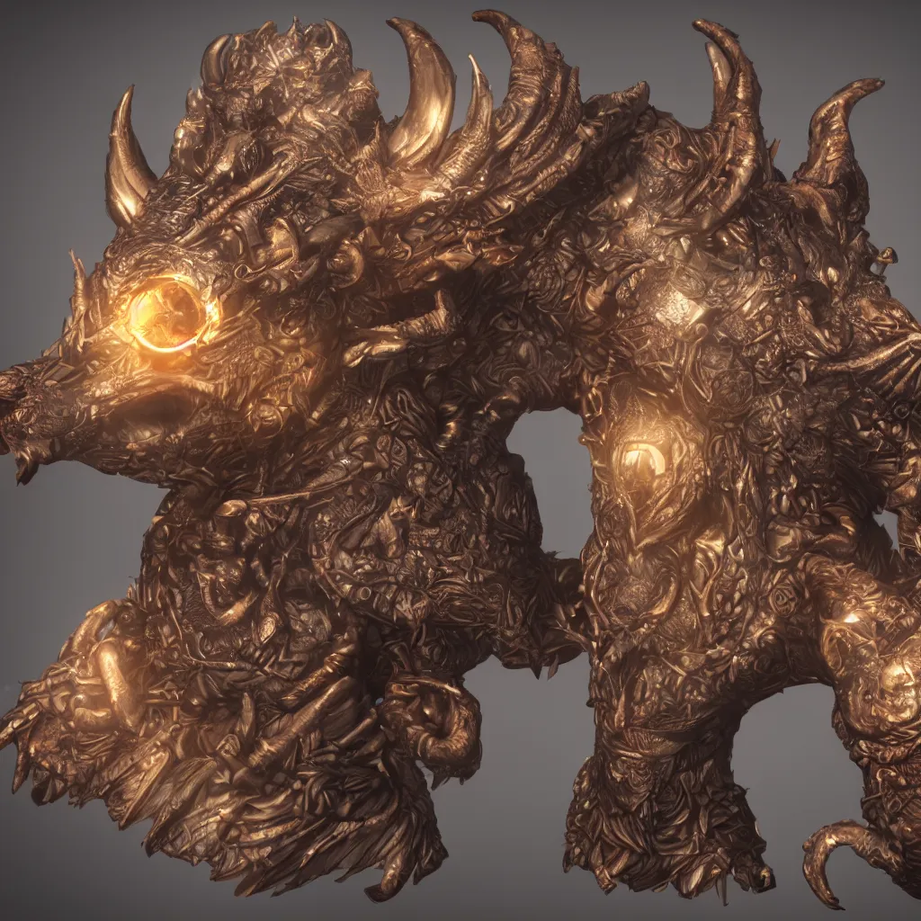 Prompt: 4 k unreal engine render of a rat god with temple ultra details digital art