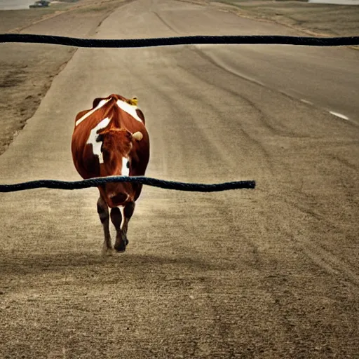 Image similar to cow running from a cage to a light of freedom