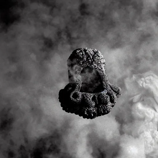 Prompt: smoke coming out of a volcanoe in the shape of an octopus