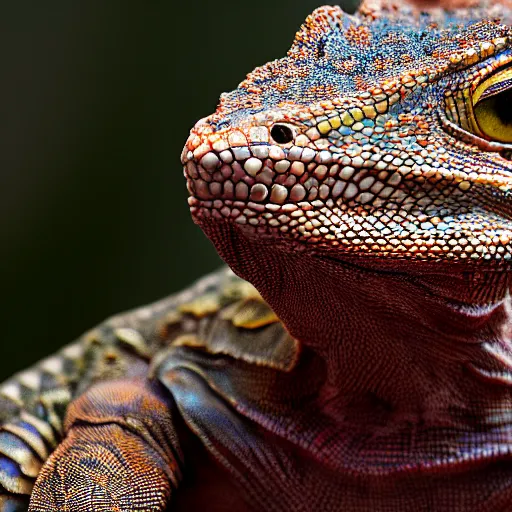 Prompt: a highly detailed portrait of a lizard man with bright scaly skin, 8 k, 4 k, highly detailed, sharp,