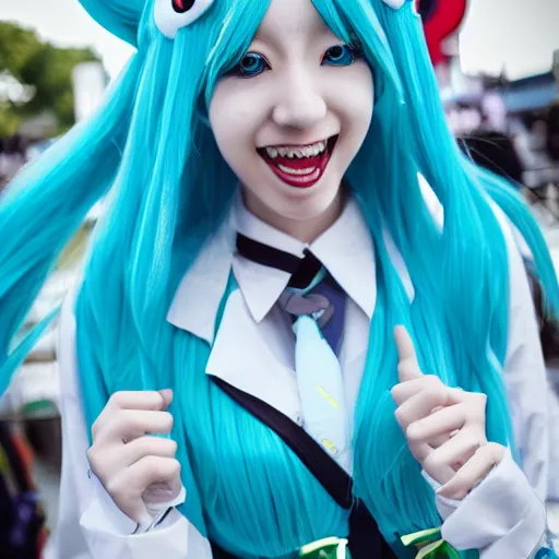 Prompt: photo of Hatsune Miku cosplay, high detailed