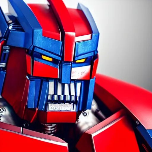 Image similar to optimus prime with realistic human eyes, 8k, sharp, super detailed, extremly realistic