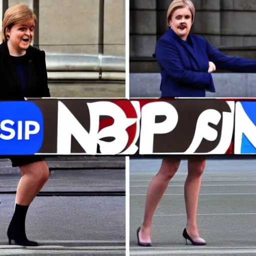 Image similar to First Minister Nicola Sturgeon vs British conservative Mp Liz Truss in street fighter