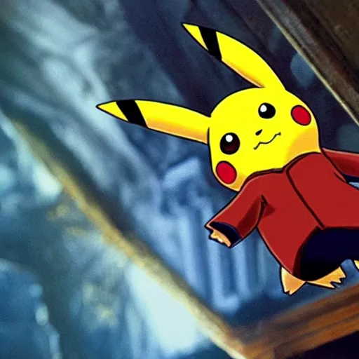 Prompt: Pikachu in the Harry Potter movies, hyperdetailed, blu-ray