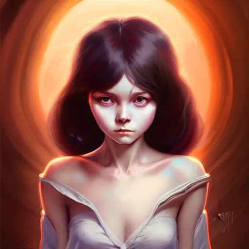 Prompt: portrait of a lttle female character inspired by esther from the orphan, artwork by artgem lau, anna dittman, wlop and rossdraws, anatomically correct, smooth, clean detailed, sharped focus, symmetrical, perfect composition, illustration, extremely coherent, detailed body, arstation