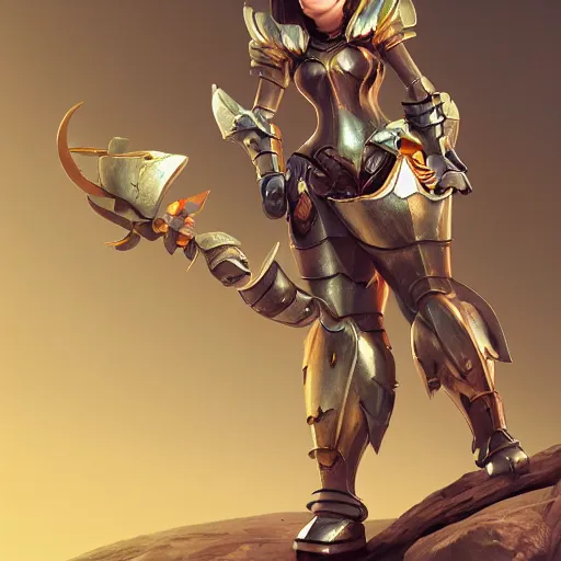 Image similar to super cute woman in armor 3D character by Tiger HKN and Gediminas Pranckevicius, MapleStory, Game Art, Character Modeling, cartoon, cinematic, raytrace, concept art, Trend on Behance 3d Art, V-Ray, Maya, C4D