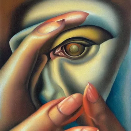 Prompt: eyeballs under fingernails, oil painting, salvador dali style