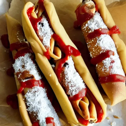 Prompt: hotdog cannoli
