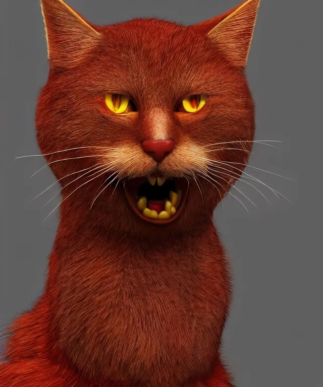 Image similar to the pragmatic, self - righteous, sheltered male anthropomorphic red - furred cat. he has a thin build. trending on artstation deviantart pinterest hyper detailed photorealistic hd 8 k post - processing high resolution