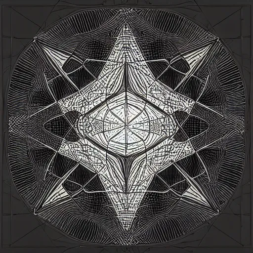 Image similar to iterated centroid triangles, barycentric subdivision, sierpinski gasket, pencil line art inspired by karol bak and dan mumford, 8 k, uhd, vray, octanerender