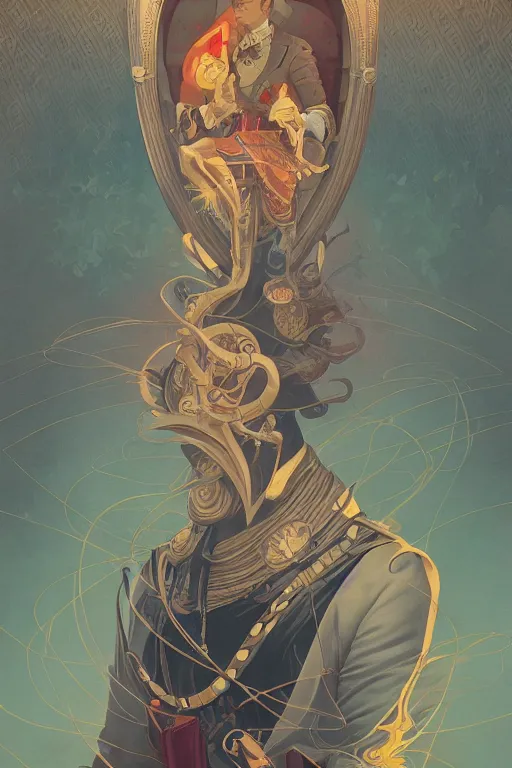 Prompt: portrait of a victorian era duke, man, royal style, art deco, stylized illustration by peter mohrbacher, moebius, victo ngai, vivid colorful comics style, clean line, diesel punk