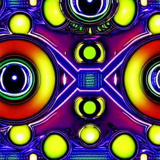 Image similar to a seamless pattern of Cybernetic Eye with intricate reflections and circuits, colorful, fantasy, vivid colors, large motifs, concept art, sharp focus, digital art, Hyper-realistic, 4K, Unreal Engine, Highly Detailed, HD, Dramatic Lighting by Brom, trending on Artstation, High Definition, Octane render in Maya and Houdini, light, shadows, reflections, photorealistic, masterpiece, smooth gradients, no blur, sharp focus, photorealistic, insanely detailed and intricate, cinematic lighting, Octane render, epic scene, 8K