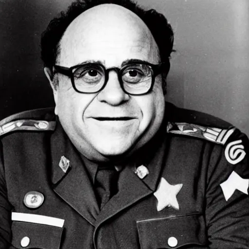 Image similar to portrait photograph of danny devito as a soviet officer in ww 2