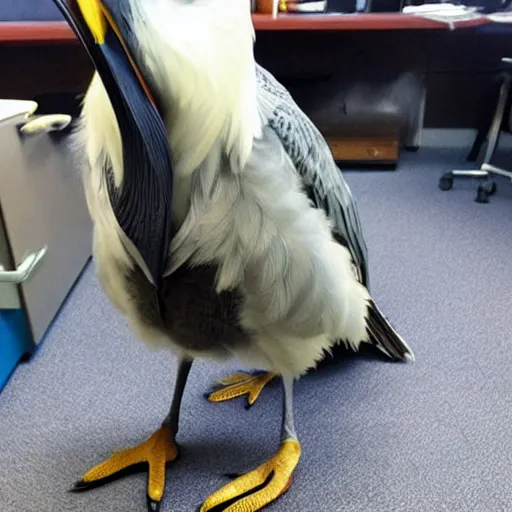 Prompt: bring your shoebill bird to work day.