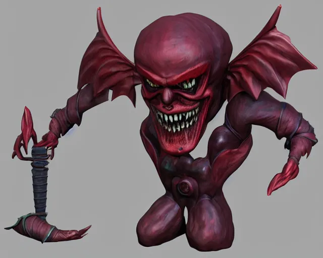 Image similar to 3d sculpt of an ironwork evil clown face with huge bat wings, skull, artstation, digital illustration, league of legends, dark souls