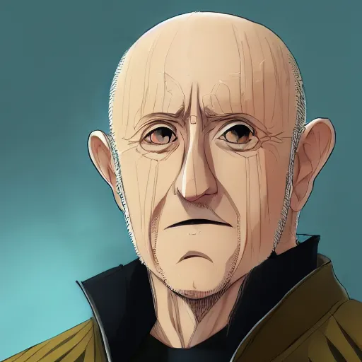 Image similar to portrait of mike ehrmantraut, anime fantasy illustration by tomoyuki yamasaki, kyoto studio, madhouse, ufotable, comixwave films, trending on artstation