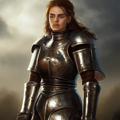 Prompt: Portrait of a female knight from a medieval age during an intense fight, trending on Artstation, Elden Ring style, 8k