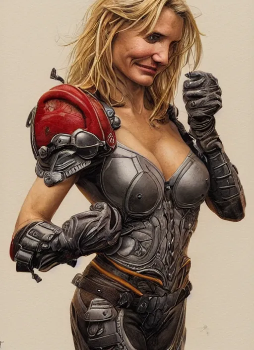 Image similar to Cameron Diaz as a ruggedly handsome hero, intricate, elegant, highly detailed, centered, digital painting, artstation, concept art, smooth, sharp focus, illustration, art by artgerm and donato giancola and Joseph Christian Leyendecker