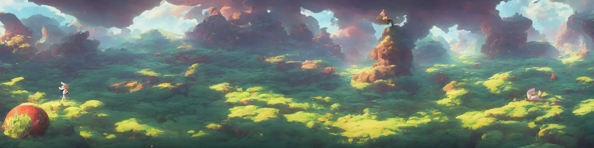 Image similar to 3 6 0 panoramic dynamics matte painting acrylic blur oil wonderland yoshi kurbi dofus, hight contrast,, behance hd by jesper ejsing, by rhads, makoto shinkai and lois van baarle, ilya kuvshinov, rossdraws global illumination