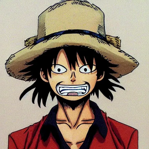 Image similar to [ luffy mustache ] ( by george morikawa )