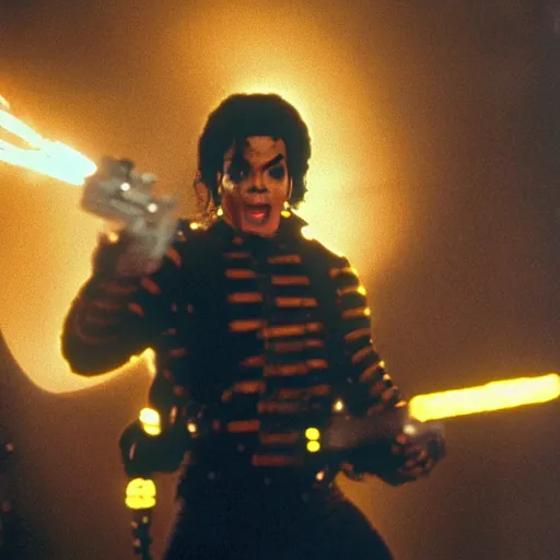Image similar to stunning awe inspiring michael jackson with a highly detailed face as a ghostbuster in the movie ghostbusters, movie still 8 k hdr atmospheric lighting