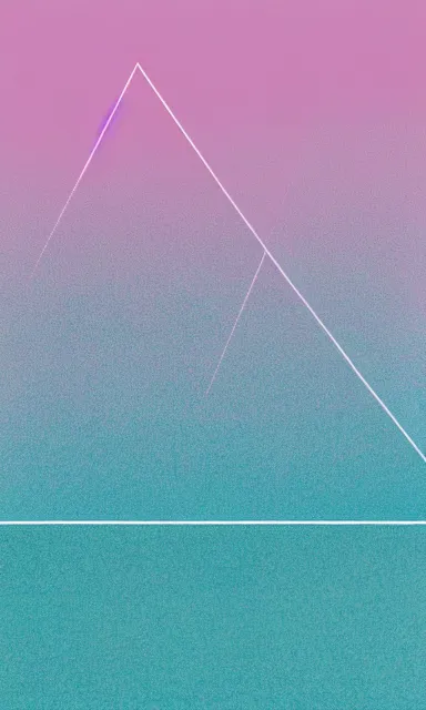 Prompt: upside down triangle in the center out of a serene ocean, calm tones, muted tones, pink, blue, lilac, smooth gradient, album cover, minimal, expressionist