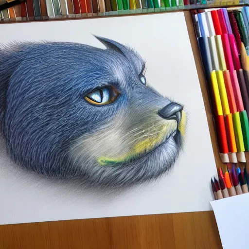 Image similar to Colored pencil art on paper, highly detailed, artstation, PrismaColor