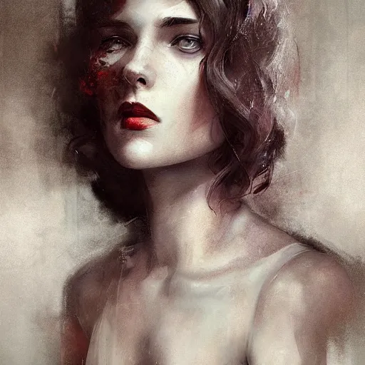 Image similar to beautiful young woman, 1 9 2 0 s, high detail, dramatic light, digital art, dark, painted by seb mckinnon and greg rutkowski, trending on artstation