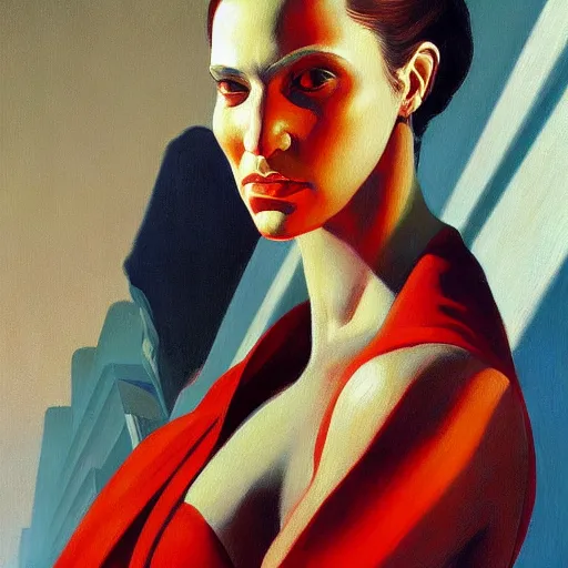 Prompt: Portrait of greek goddess wearing a business suit , very coherent, painted by Edward Hopper, Wayne Barlowe, painted by James Gilleard, airbrush, art by JamesJean