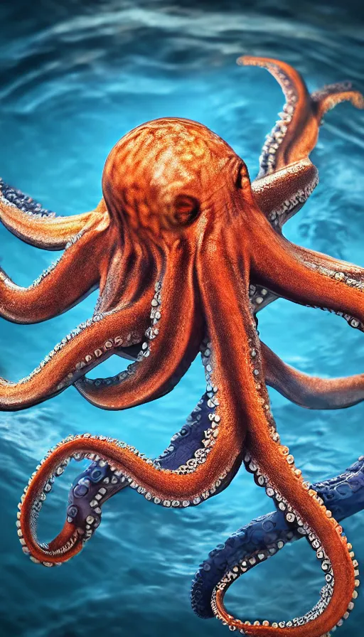 Image similar to A octopus in the ocean centered-photograph film still, dynamic action pose, National Geographic, insane detail, intricate, highly detailed, Zeiss Lens, DSLR photography, smooth, sharp focus, Unreal Engine 5, Octane Render, Redshift, depth of field 8K