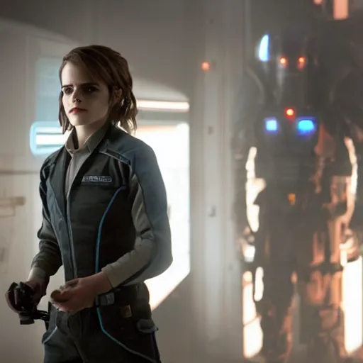 Image similar to Movie still of Emma Watson infected with protomolecule in The Expanse