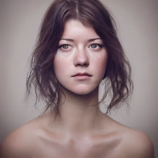 Image similar to a masterpiece portrait photo of a beautiful young woman who looks like an alien mary elizabeth winstead, symmetrical face