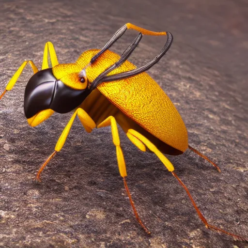 Prompt: the nocturnal yellow ant of bolognasia ( its large eyes help it navigate in the dark ), macro photograph, realistic highly detailed, unreal engine