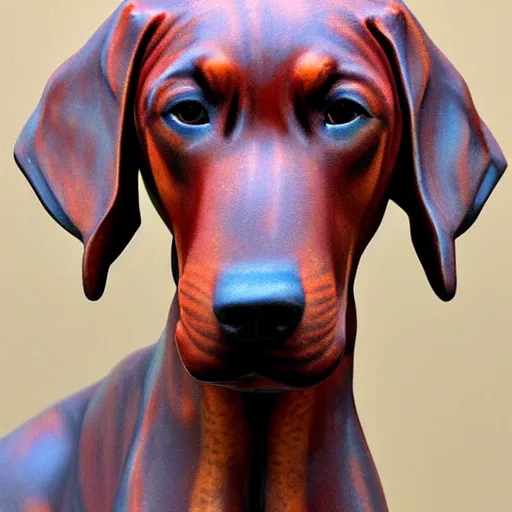 Prompt: marble statue of redbone coonhound, realistic