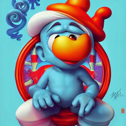 Image similar to smurfs portrait, Pixar style, by Tristan Eaton Stanley Artgerm and Tom Bagshaw.