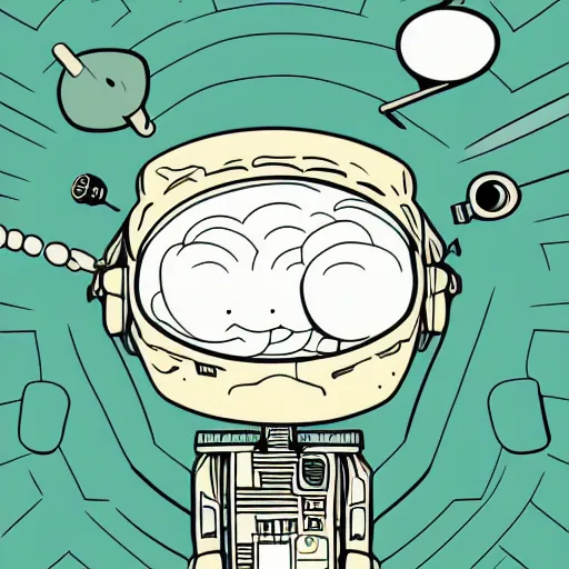 Image similar to paranoid android, line vector Art