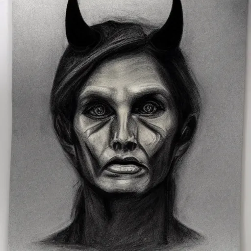 Prompt: The Devil, charcoal portrait