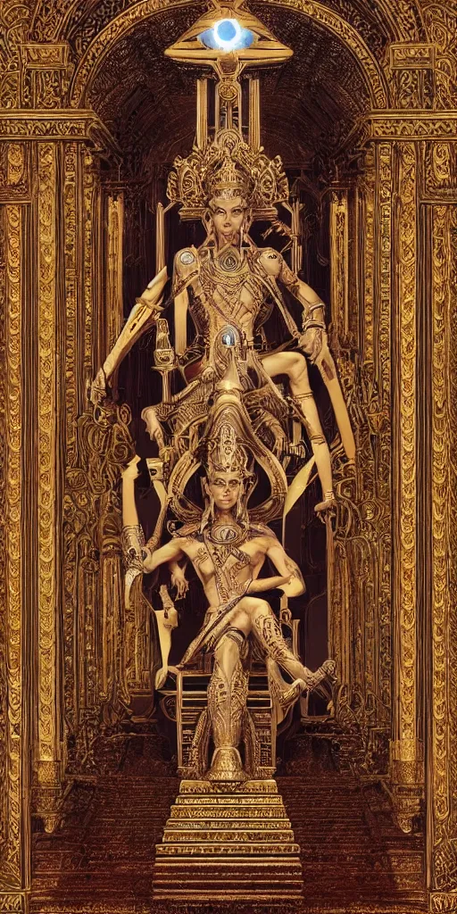 Image similar to symmetry!! anunaki god sitting on a throne, intricate, highly detailed, perfect lighting, perfect composition, 4 k, artstation, artgerm, derek zabrocki, greg rutkowski