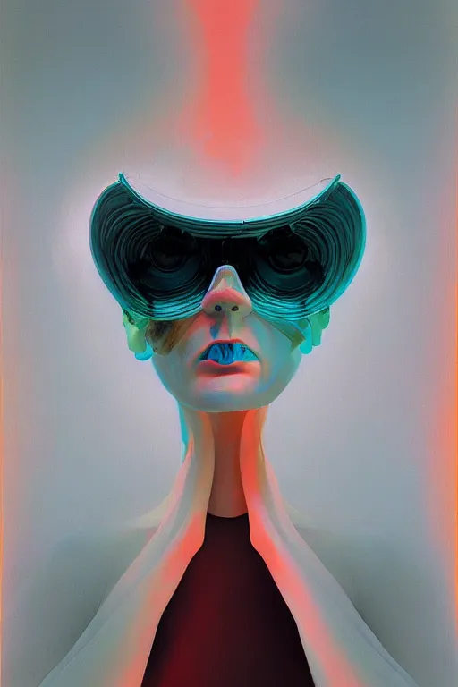 Image similar to woman wearing oculus and digital glitch head edward hopper and james gilleard, zdzislaw beksisnski, higly detailed