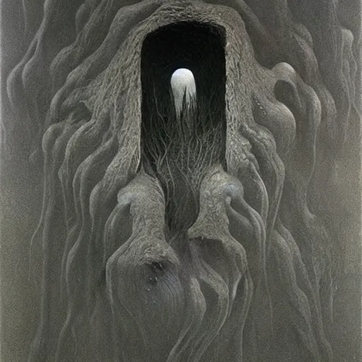 Image similar to Zdzisław Beksiński painting of an unimaginable horror