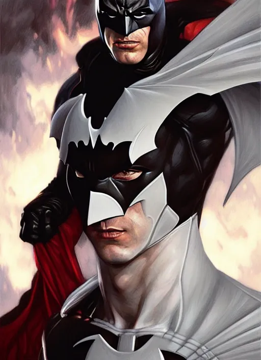 Prompt: portrait of aggressive eden hazard batman, d & d, muscular! white, fire, fantasy, intricate, elegant, highly detailed, digital painting, artstation, concept art, smooth, sharp focus, illustration, art by artgerm and greg rutkowski and alphonse mucha