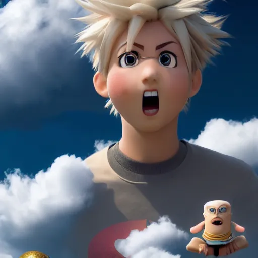 Image similar to super cute but angry cloud, portrait, face symmetry, centered, anime style, disney character style, octane render, symetrical portrait, 3 d, pixar, disney, epic lighting, cinematic composition, hyperrealistic, 8 k