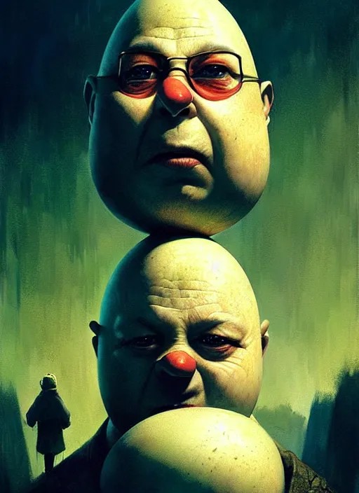 Prompt: portrait of live action humpty dumpty by greg rutkowski. cinematic film still