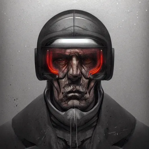 Prompt: A portrait of brutal soviet granddad cyborg by Edurard Nabiullin, Trending on artstation.