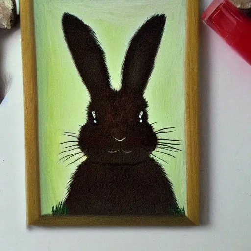 Image similar to a rabbit in the style of bob ross