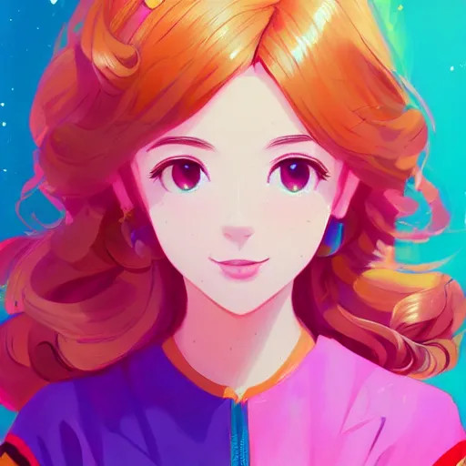 Prompt: portrait of princess daisy, colorful background, rich vivid colors, ambient lighting, dynamic lighting, 4k, official media, anime key visual, makoto shinkai, ilya kuvshinov, lois van baarle, rossdraws, detailed, trending on artstation