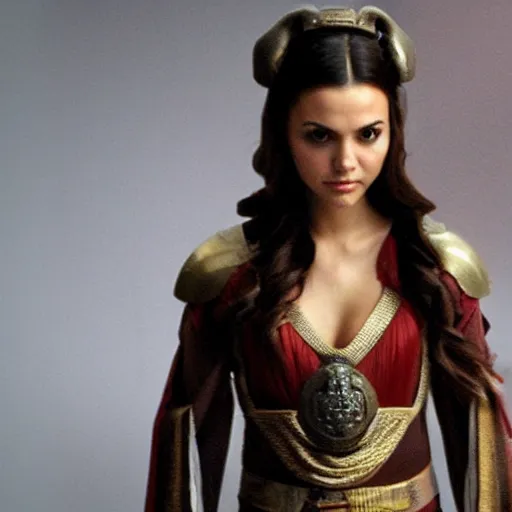 Prompt: victoria justice with huge chest as princess padme in star wars, 8k resolution, full HD, cinematic lighting, award winning, anatomically correct