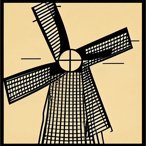 Prompt: Windmill, Bauhaus illustration. Award winning.