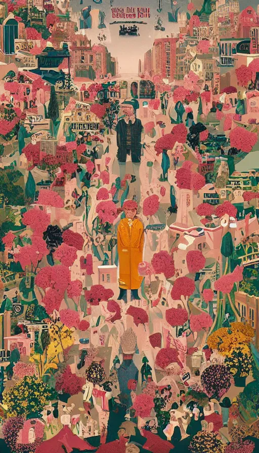 Image similar to life and death mixing together, by wes anderson,