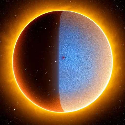 Prompt: a photo of an exoplanet taken by nasa that looks like it has a smiley face